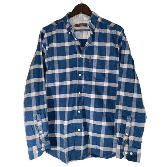 NWOT Ben Sherman Mens Teal Check Button Down Shirt - Picture 9 of 12